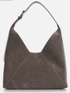 BRUNELLO CUCINELLI Duo Hobo Bag - Large, Dark Grey Sueded Calfskin - NWOT